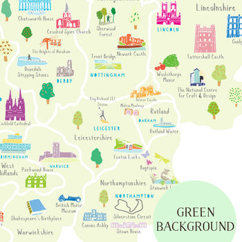 Map Of The Midlands Art Print, 4 of 8