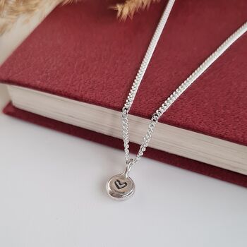 Tiny Solid Sterling Silver Heart Pebble Necklace, 6 of 7