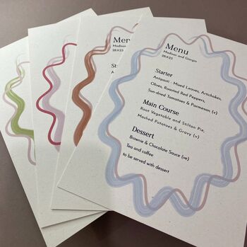 Modern, Wavy, Colourful Personalised Menu Cards, 7 of 8