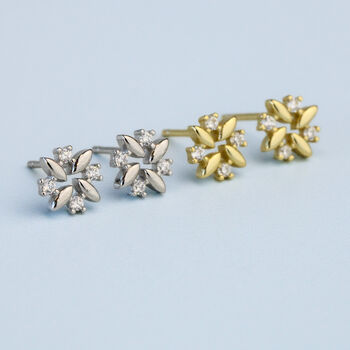 Sterling Silver Crystal Burst Stud Earrings, 3 of 4