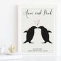 Personalised Penguins Wedding Print, thumbnail 2 of 5