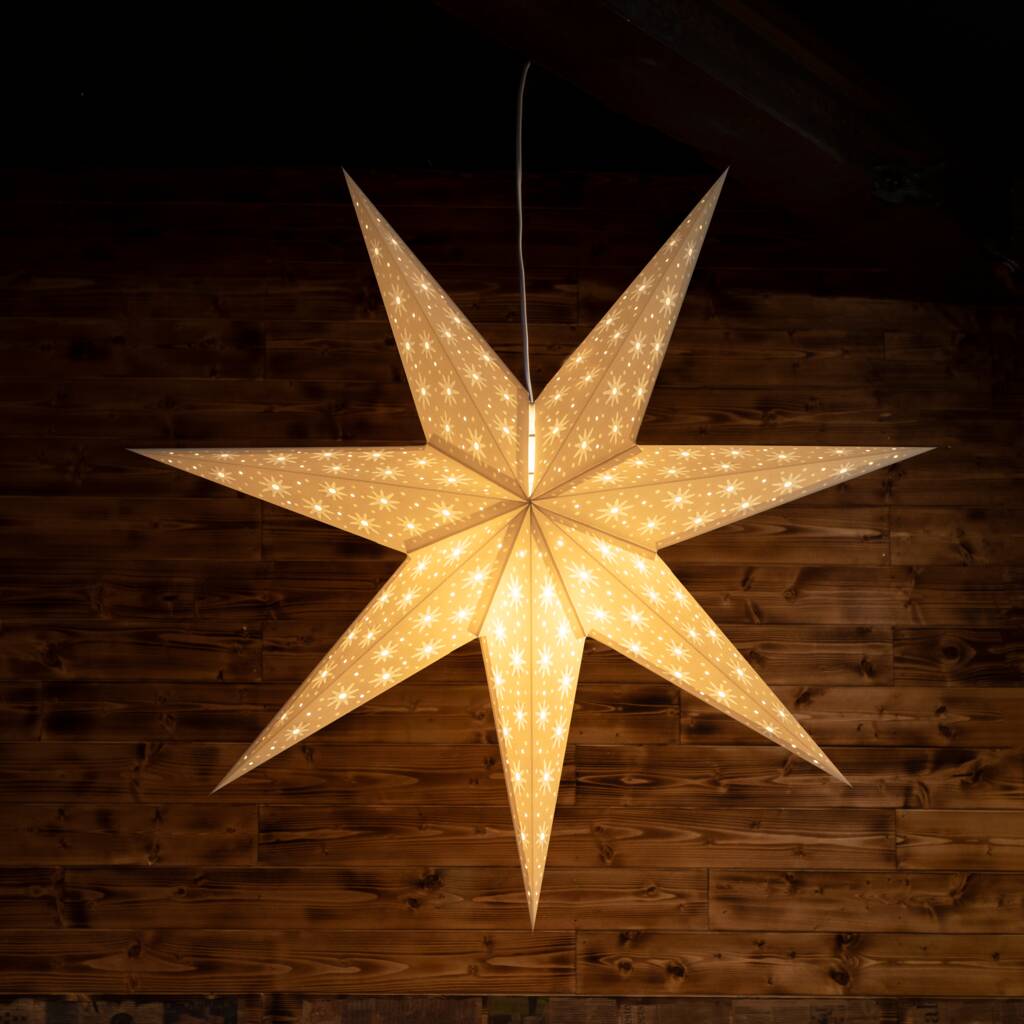Neutral Scandi Paper Star Hanging Light, 1 of 5