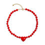 Red Jade Stone Chunky Heart Charm Necklace, thumbnail 1 of 2