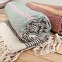 Striped Hand Loomed Fringed Blanket Throw, thumbnail 3 of 8