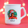 Black Miniature Christmas Dachshund Puppy Mug, thumbnail 2 of 3