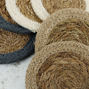 Respiin Set Of Six Seagrass And Jute Coasters Naturals, 6 of 10