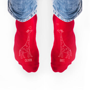 Personalised Kissing Giraffe Socks, 6 of 9