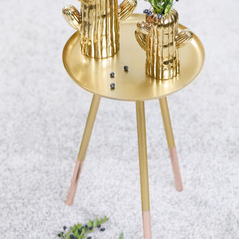 Copper Table With Brass Tipped Legs, 3 of 4