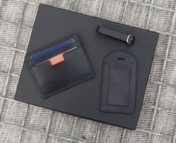 Men's Personalised Leather Wallet Travel Gift Set, 6 of 7