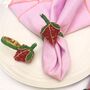 Strawberry Beaded Napkin Rings Red • Set Of Four, thumbnail 3 of 5