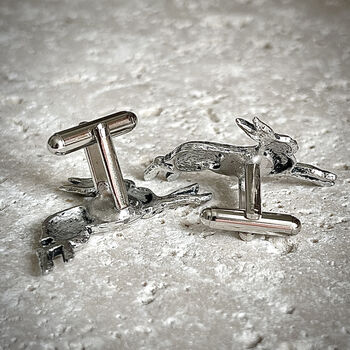 Wild Hare Cufflinks Antiqued Pewter, 4 of 5