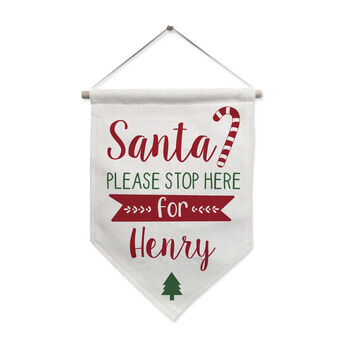 Personalised Santa Stop Here Hanging Banner, 4 of 4