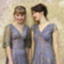 Bespoke Lace Bridesmaid Dresses In Bronze And Violet, thumbnail 2 of 7