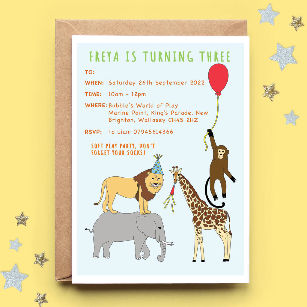 Personalised Jungle Birthday Party Invitations, 1 of 2