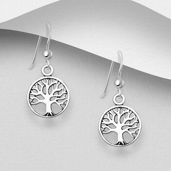 Sterling Silver Tree Of Life Drop Earrings, 3 of 4