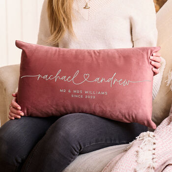 Personalised Couples Names Velvet Cushion, 2 of 5