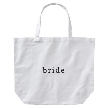 White Embroidered Bride Tote Bag, 2 of 2
