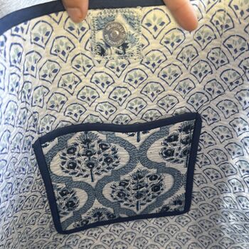 Block Print Quilted Tote Bag, Indian Print Handbag, 4 of 11