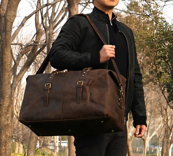 Genuine Leather Holdall Large, 2 of 12