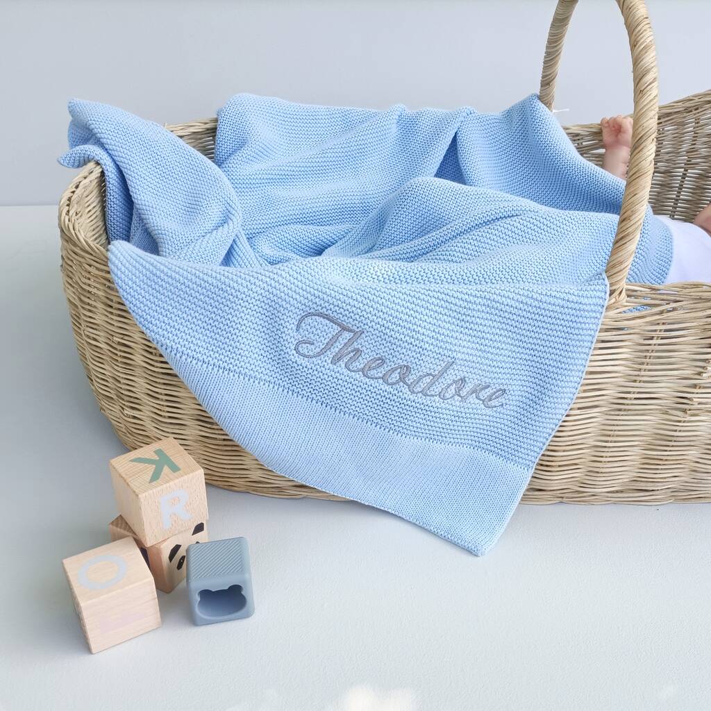 Personalised Soft Cotton Knit Baby Blanket By Bambamboo Baby