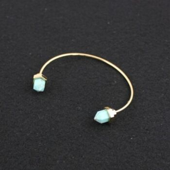 Adjustable Turquoise Stone Pencil Open Cuff Bangle, 5 of 6