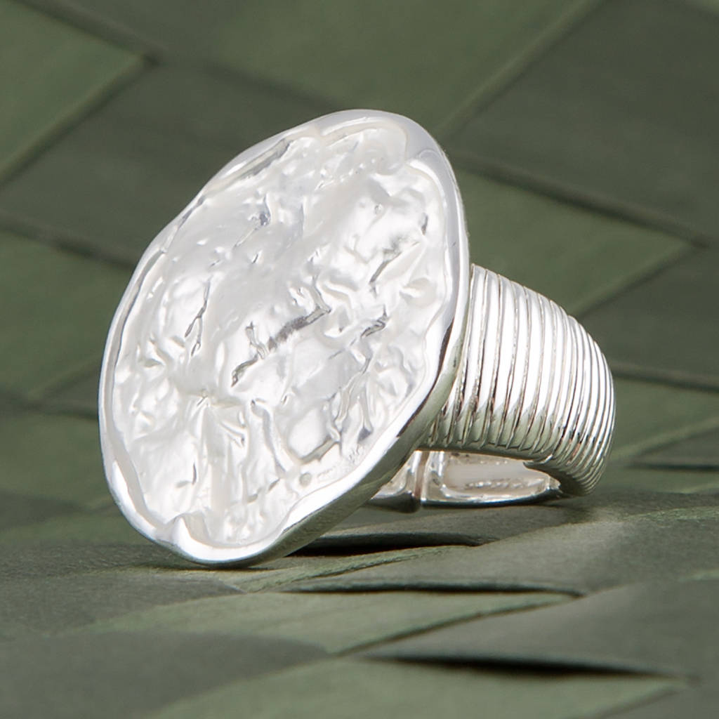 Matt Gold Hammered Stretch Ring By Baronessa