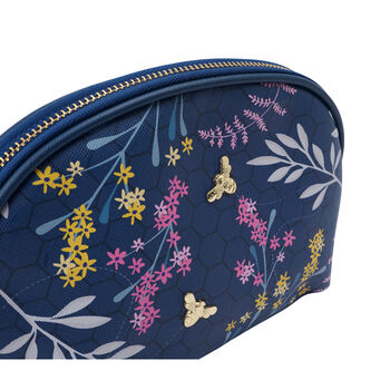 Blue Queen Bee Beauty Bag | Floral Print, 3 of 5