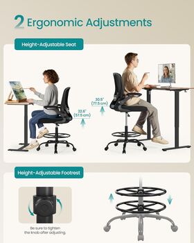 Drafting Chair Mesh Office Chair With Footrest, 3 of 7