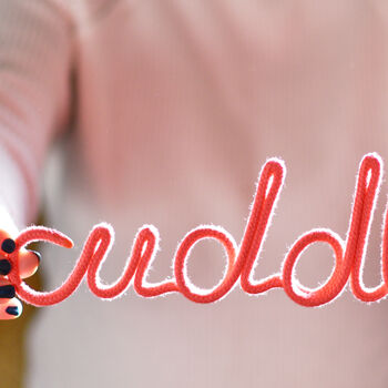 Neon Coral Soft Script Style Word Cuddles, 4 of 4