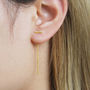 Bar Chain Rose Gold Plate Silver Threader Drop Earrings, thumbnail 3 of 8