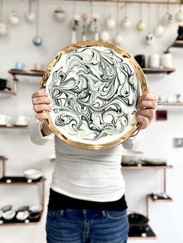 Large Ceramic Platter With Metallic Rim, 3 of 12