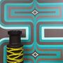 Retro Geometric Wallpaper Turquoise/ Brown, thumbnail 1 of 5