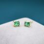 Emerald Cut Emerald Green Cz Stud Earrings, thumbnail 5 of 12