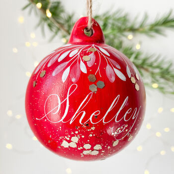 Personalised Christmas Bauble With Calligraphy, 2 of 8