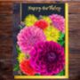 Bright Dahlias Birthday Card With Gold Detail, thumbnail 1 of 2