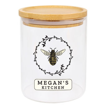 Personalised Bee Glass Jar With Bamboo Lid, 3 of 4