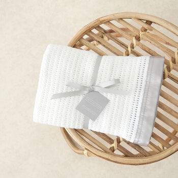 Luxury 100% Organic Baby Blanket White And Grey, 5 of 6