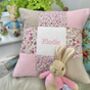 Ditsy Pink Patchwork Name Cushion, thumbnail 7 of 9