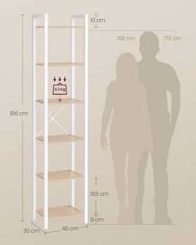 Six Tier Bookshelf Shelving Unit Industrial Bookcase, 2 of 8