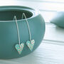 Jade Green And Gold Colour Long Heart Earrings, thumbnail 1 of 2