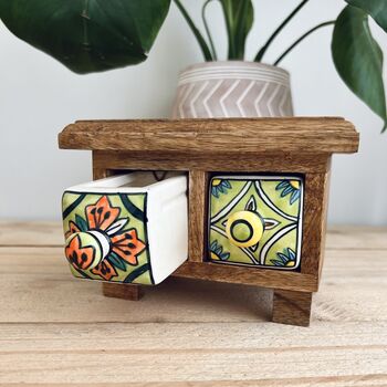 Handmade Two X Drawer Mini Ceramic Jewellery Box Chest, 4 of 12