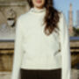 Cream Ruffle Neck Gem Detail Jumper, thumbnail 7 of 7