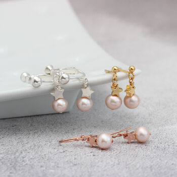 Pearl Drop Earrings With Star, 8 of 11