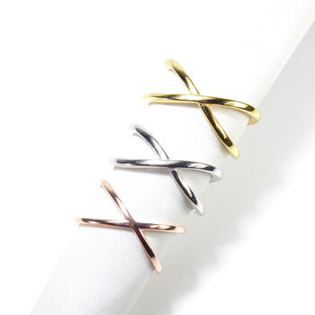 Cross Kiss X Ring Rose Or Gold Vermeil 925 Silver, 2 of 11