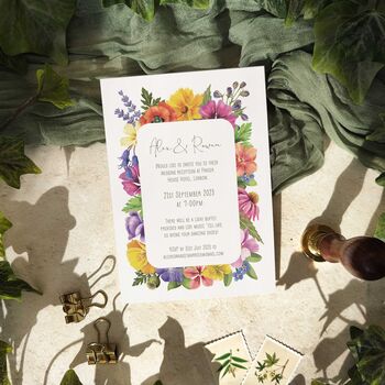 Colourful Flowers A6 Wedding Invitation Suite, 3 of 6