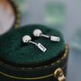 Sterling Silver Extra Tiny Baguette Cz Screw Back Earrings, thumbnail 4 of 11
