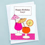 'Cocktails' Girls Personalised Birthday Card, thumbnail 2 of 4