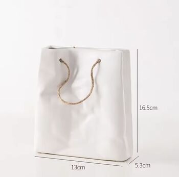 Ceramic Paper Bag Vase With Rope Handle, 4 of 5