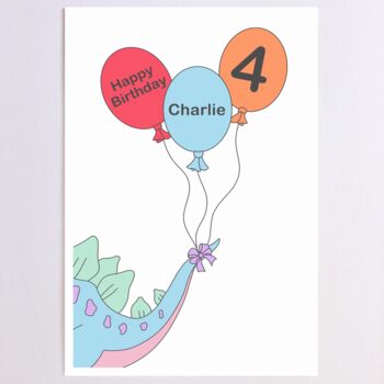 Personalised Elephant Balloons Birthday Card, 3 of 8