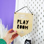 Personalised Monochrome Wooden Playroom Flag, thumbnail 3 of 3